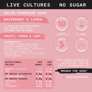 Holos Kombucha Soda - Raspberry & Lemon (250ml)