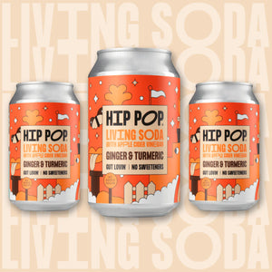 HIP POP - LIVING SODA - GINGER TURMERIC FLAVOUR - 330ML CANS