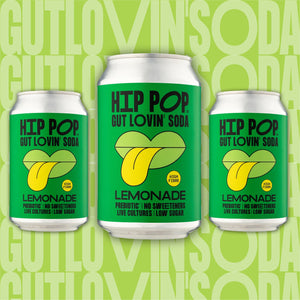 HIP POP - GUT LOVIN' SODA - LEMONADE FLAVOUR - 330ML CANS