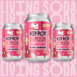 HIP POP - LIVING SODA - PINK GRAPEFRUIT FLAVOUR - 330ML CANS