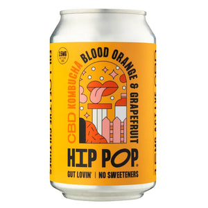 HIP POP - CBD KOMBUCHA - BLOOD ORANGE & GRAPEFRUIT FLAVOUR - 330ML CANS