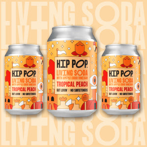 HIP POP - LIVING SODA - TROPICAL PEACH FLAVOUR - 330ML CANS